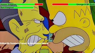 Homer Simpson amp Bart Simpson vs George HW Bush with healthbars 16K Subscriber Special [upl. by Annaiv]