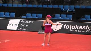 Alize Cornet service  return game vs Annika Beck  Porsche Tennis Grand Prix 2012 [upl. by Ahseinat]