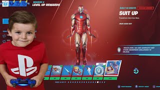 TRUMAnn Giving His 6 Year Old Kid TIER 100 IRON MAN Tony Stark NEW Fortnite Marvel Battle Pass [upl. by Nievelt834]