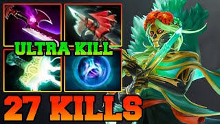 Muerta Dota 2 With 27 Kills amp Ultra Kill  Muerta Safelane Pro Gameplay Guide Build 734 [upl. by Yunick486]