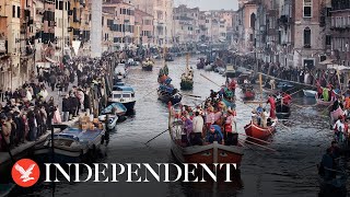 Live Venice Carnival kicks off with boat parade down Grand Canal [upl. by Chara]