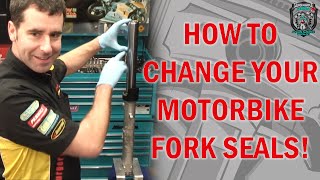 How to change fork seals in traditional right way up motorcycle forks [upl. by Ahsikan]