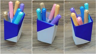 Paper Pen Holder l How To Make Paper Pencil Stand l DIY Handmade Origami Pen Stand [upl. by Sidras801]