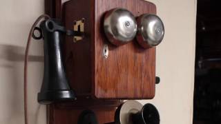 TwoBox Antique Oak Wall Crank Telephone [upl. by Barty]