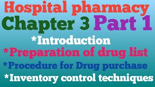 Hospital pharmacyChapter 3Part 1Supply Chain and Inventory ControlD Pharma 2nd year Hindi Notes [upl. by Eckmann]