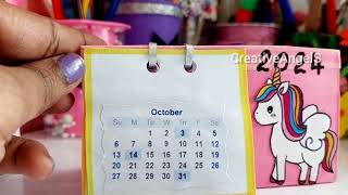 How to make cute desk calendar🦄 DIY Handmade Desktop Calendar easyDIY unicorn crafts [upl. by Creigh508]