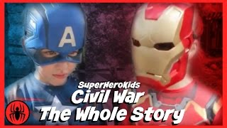 The Whole Story Civil War Captain America vs Ironman Spiderman fun in real life superherokids movie [upl. by Eat984]