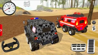 Offroad Outlaws Fire Truck Us Army Dirt Monster Truck Extreme Offroad  Android Gameplay [upl. by Ltsyrk444]