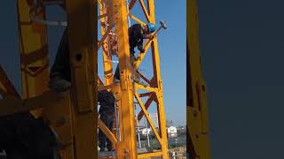 Tower crane bottom frame rivet fixing process [upl. by Llebiram98]