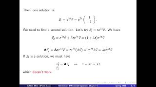 V611 Repeated eigenvalues general solutions ODE systems Elementary differential equations [upl. by Nosmoht]