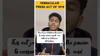 Vernacular Press Act l Print Culture and Modern World l Class 10 History youtubeshortsviralshort [upl. by Attolrac]