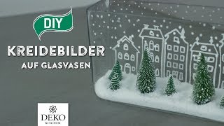 DIY Weihnachtsdeko mit trendigen Kreidebildern auf Glasvasen How to Deko Kitchen [upl. by Nerissa870]