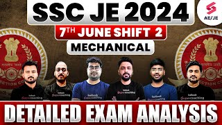 SSC JE 2024 7th June Shift 2 Mechanical Engineering Detailed Exam Analysis  SSC JE 2024 [upl. by Ednarb479]