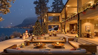 Warm Holiday Jazz for Winter Nights 🎄 Luxury Apartment Christmas Ambience amp Snowfall to Relax [upl. by Nadine]