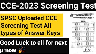 CCE2023 Screening Test All Answer Keys Uploaded by SPSC Good luck to everyone 💫👍🎉 [upl. by Anecusa]