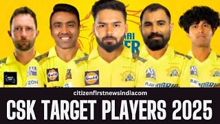 CSK Target pleyers 2025 ipl Auction 2025 [upl. by Nyliak]