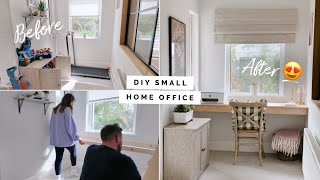 DIY SMALL HOME OFFICE  BUDGET FLOATING DESK AND SIMPLE WORKSPACE IDEAS PINTEREST WORTHY SETUP [upl. by Mcgaw]