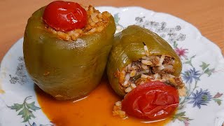 Dolma Biber Tarifi Dolma İçi Nasıl Hazırlanır  Peppers stuffed with minced meat and rice [upl. by Ardnauq790]