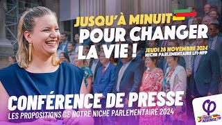 Jusquà minuit pour changer la vie   Conférence de presse niche parlementaire [upl. by Koa]