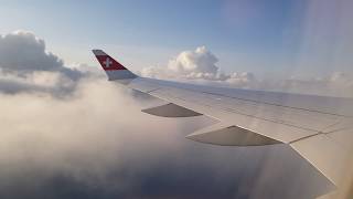 LOVELY WING VIEW  Swiss Airbus A220100 Gorgeous Morning Takeoff at Stuttgart Airport [upl. by Annohsat]