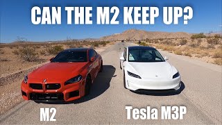 2024 BMW M2 vs 2024 Tesla Model 3 Performance RACE [upl. by Olra]