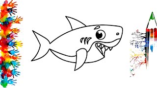 Shark Drawing for Kids  How To Draw A Great White Shark Step by Step [upl. by Linus]