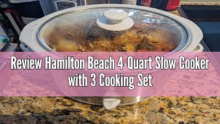 Review Hamilton Beach 4Quart Slow Cooker with 3 Cooking Settings DishwasherSafe Stoneware Crock amp [upl. by Aeel]