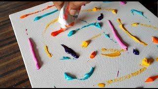 Easy amp Colorful Abstract Painting for KIDS  FUN Acrylics on Canvas  Demonstration [upl. by Boeschen338]