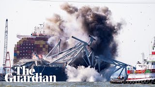 Baltimore bridge controlled explosion army blows up collapsed section [upl. by Otit629]