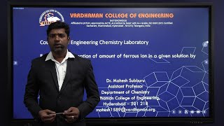 Engineering Chemistry  Estimation of amount of Ferrous Ion in a given solution by permanganometry [upl. by Aleemaj]