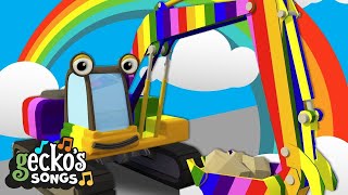 Rainbow Excavator Song｜Geckos Garage Songs｜Kids Songs｜Trucks for Kids [upl. by Echikson357]