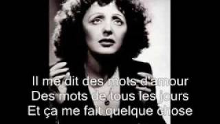 Edith Piaf La vie en rose with lyrics [upl. by Eseret]