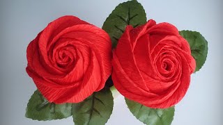 ABC TV  How To Make Rose Paper Flower From Crepe Paper  Origami Craft Tutorial [upl. by Fransisco]