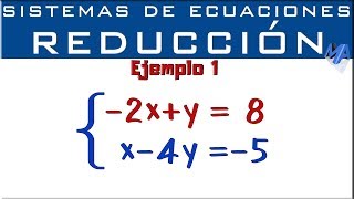 Sistemas de ecuaciones 2x2  Método de Reducción  Eliminación  Ejemplo 1 [upl. by Ettenahc]