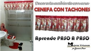 como hacer una cenefa o cortina con tachones para el baño o cocina [upl. by Gylys404]