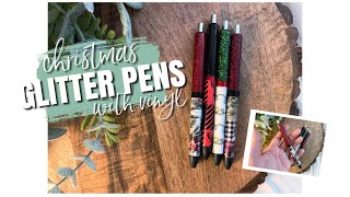 Vinyl Half Wrap Glitter Pens Tutorial  Christmas pens [upl. by Ffej]