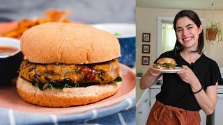 Sweet Potato Black Bean Burgers vegetarian and veganoptional [upl. by Aneehsor858]