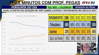 3MIN com Pegas Ed nº 602  QUAL O EFEITO DA ISENÇÃO DE IR NA DISTRIBUIÇÃO DE LUCROS NO SÉCULO XXI [upl. by Aguste]