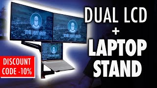 Dual Monitor and Laptop Stand from Huanuo  Review Unbox and Discount [upl. by Waldack]