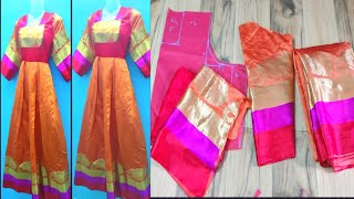 ANARKALI FROM OLD SAREE SO EASY TO MAKE tranding a2ztailor WORKINGwomen 1million 1k 1saree [upl. by Gwendolyn]