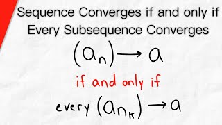 Sequence Converges iff Every Subsequences Converge to the Same Limit  Real Analysis [upl. by Aryamoy]