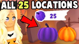 All 25 Purple Pumpkin Locations in Adopt Me DIFFICULT [upl. by Rabkin]