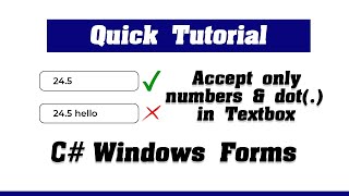 Textbox Input Allowing Only Numbers and Decimals in C WinForms  Quick Tutorial [upl. by Nyltac]