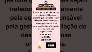 QUESTÃO 04  GESTÃO DE PESSOAS  CONCURSO TSE UNIFICADO  CESPECEBRASPE [upl. by Dreeda]