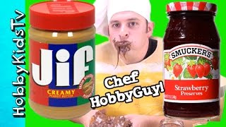 PBJ CRAZY Chef HobbyGuy BehindtheScenes of Worlds Biggest Peanut Butter Sandwich HobbyKidsVids [upl. by Amaj]