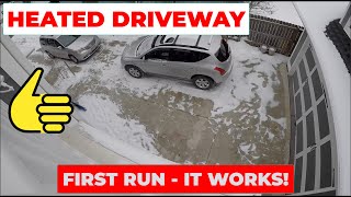 DIY Heated Driveway Melting Snow Time Lapse First Run Ever It Works  Episode 48 1312021 [upl. by Franny]