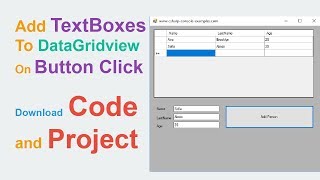 Add From TextBoxes To DataGridview On Button Click [upl. by Ronyam]