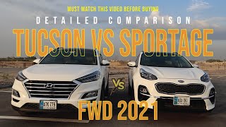 Hyundai Tucson vs Kia Sportage  Detail Comparison  FWD 2021 Price Specs [upl. by Nuawaj]