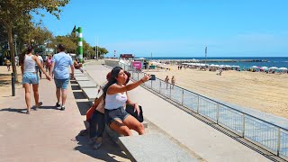 Walking Barcelona’s BEACH PROMENADE  Olympic Port to Levante Beach  Catalonia Spain [upl. by Ainos]