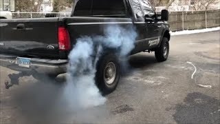 73 Powerstroke 205cc 100 Nozzle Injector Install BURNOUT INSIDE [upl. by Boru932]